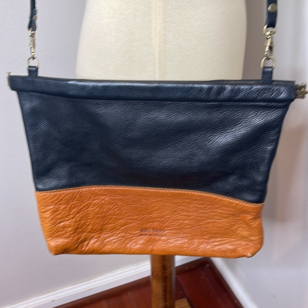 AWL Snap Crossbody Clutch in Black Brown Color Block‎ Leather - Picture 2 of 9